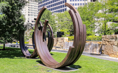 Sculpture in Citygarden greenspace park in St. Louis