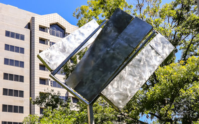Sculpture in Citygarden greenspace park in St. Louis