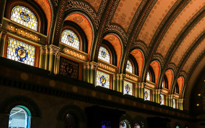 Windows inside Union Station along Market Street in St. Louis