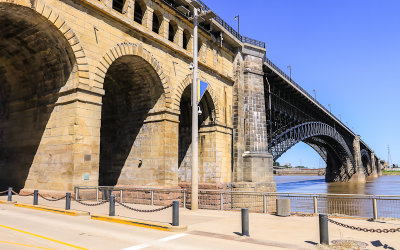 Eads Bridge base on the St. Louis side of the Mississippi River