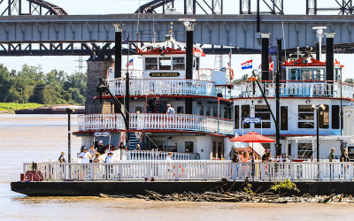 Tom Sawyer paddle boat on the St. Louis side of the Mississippi River