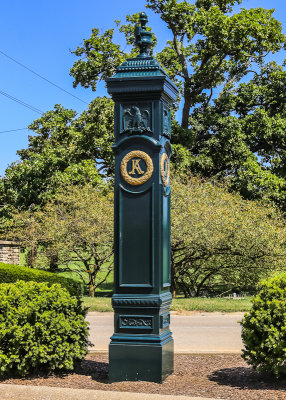 Keeneland Association cast iron post at the entrance to Keeneland Race Course