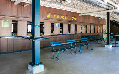 Race meet ticket windows in the grandstand at Keeneland Race Course