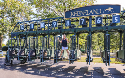 Kathy coming out of the 8th starting position at the Keeneland Race Course