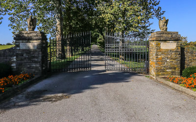 Gate opening at the entrance to Spendthrift Farm