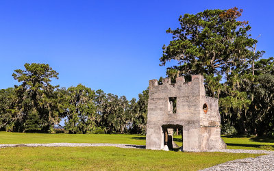 Remains of the military barracks in Fort Frederica National Monument