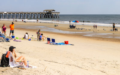 Pier and beach on Tybee Island along Coastal Georgia