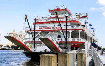 The Georgia Queen steam boat in the Savannah River along Coastal Georgia