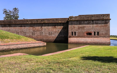 The Southwest Bastion and moat in Fort Pulaski National Monument