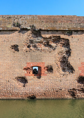 Damaged South wall in Fort Pulaski National Monument