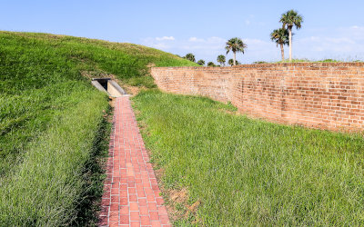 Demilune mounds protecting the magazines in Fort Pulaski National Monument