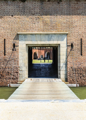 Drawbridge into the main fort entrance along the Gorge Wall in Fort Pulaski National Monument