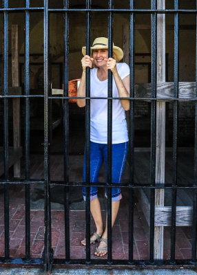 Beth being held in prison for being very, very bad in Fort Pulaski National Monument