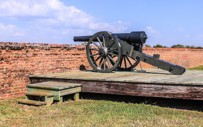 Cannon mounted on top of the fort in Fort Pulaski National Monument
