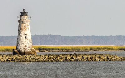 Cockspur Island Lighthouse (1856) in the South Channel of the Savannah River in Fort Pulaski National Monument