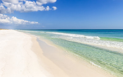 White quartz sand beach on the Gulf of Mexico in Gulf Islands National Seashore 
