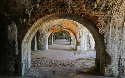 Under the arched wall leading to Bastion C (Tower Bastion) in Gulf Islands National Seashore