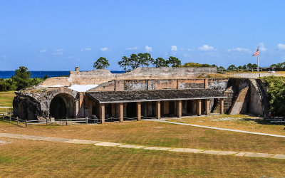 Bastion E viewed across the Parade Grounds at Fort Pickens in Gulf Islands National Seashore
