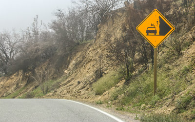 Beware of fallingCOWS?  Sign along California Highway 243 near Idyllwild
