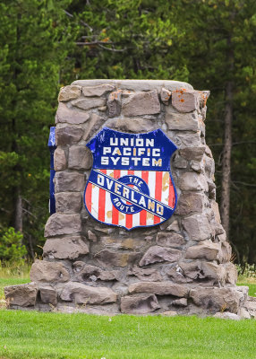 Union Pacific Overland Route historical marker in West Yellowstone Montana
