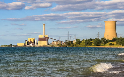 Power Plant on Lake Michigan next to Indiana Dunes National Park