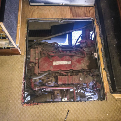 The first time seeing my RVs diesel engine from my bedroomand hopefully the last time