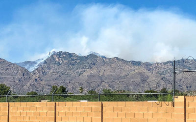 Smoke billows from the Bighorn fire in the Catalina Mountains on the north side of Tucson
