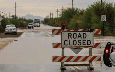 Monsoon closes a San Joaquin Road near my home in Tucson