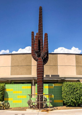 Copper Saguaro Cactus statue in Tucson