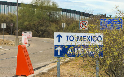 Signs at the Sasabe Port of Entry in the Arizona Border Zone