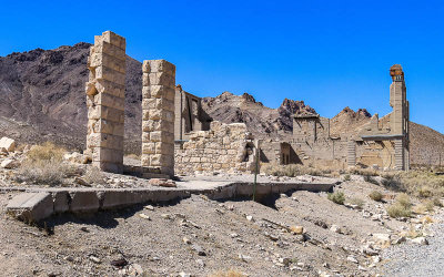 Bishop Jewelry Store and Cook Bank ruins in the Rhyolite Historic Townsite