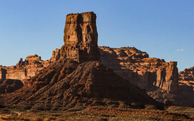 Castle Butte before sunset in Valley of the Gods