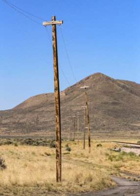 Telegraph lines along the railroad tracks in Golden Spike NHP