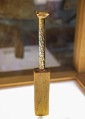Golden Spike replica which flew aboard Space Shuttle Mission STS-38 in November 1990, in Golden Spike NHP
