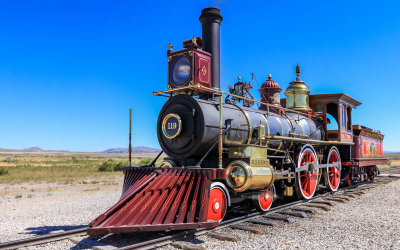Union Pacific Railroad Engine 119 at the Last Spike Site in Golden Spike NHP