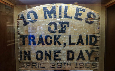 Original sign from April 28, 1869 on display in Golden Spike NHP