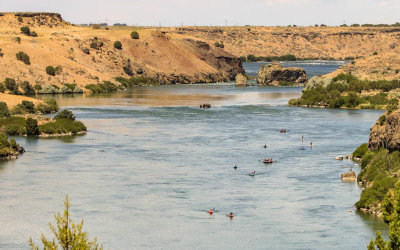 People raft, canoe and kayak the Snake River in Massacre Rocks State Park