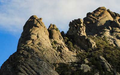 Granite Peak (7,689 ft) bathed in the early morning sunlight in City of Rocks National Reserve