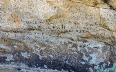 Emigrant names on Camp Rock in City of Rocks National Reserve