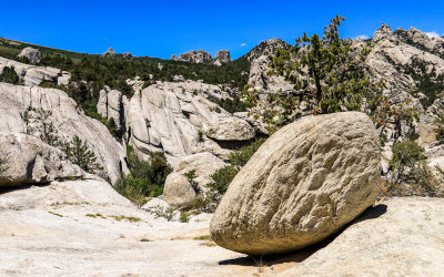 Wide view of the granite formations in City of Rocks National Reserve