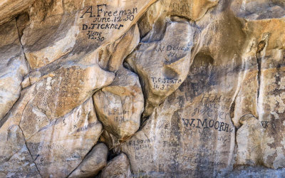 Emigrant names on Register Rock in City of Rocks National Reserve