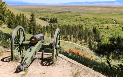 U.S. 7th Infantry 12-Pound Mountain Howitzer aimed at Nez Perce Camp in Big Hole National Battlefield