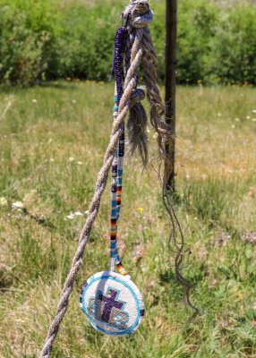 Beaded necklace hung at a tipi site at the Nez Perce Camp in Big Hole National Battlefield