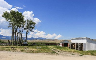 View of the ranch from the base of the Ranch House in Grant-Kohrs Ranch NHS