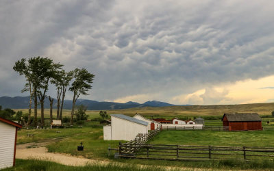 Dark clouds over the Grant-Kohrs Ranch in Grant-Kohrs Ranch NHS