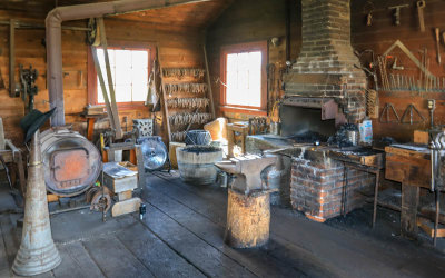 Interior of the Blacksmith Shop in Grant-Kohrs Ranch NHS