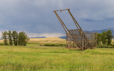 Beaver Slide Hay Stacker in a field in Grant-Kohrs Ranch NHS