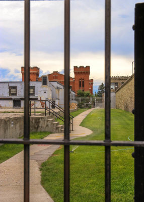 Looking into the prison from the outside in the Old Montana Prison