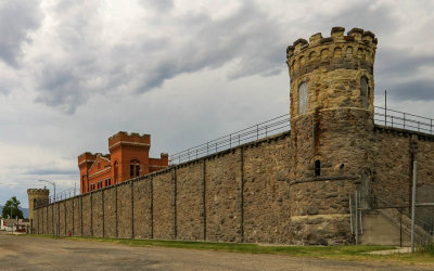 Prison wall and Cell House in the Old Montana Prison