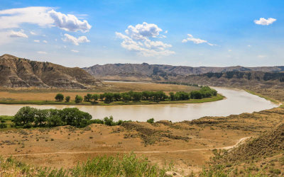 The Missouri River curving its way through the Woodhawk area in Upper Missouri River Breaks NM